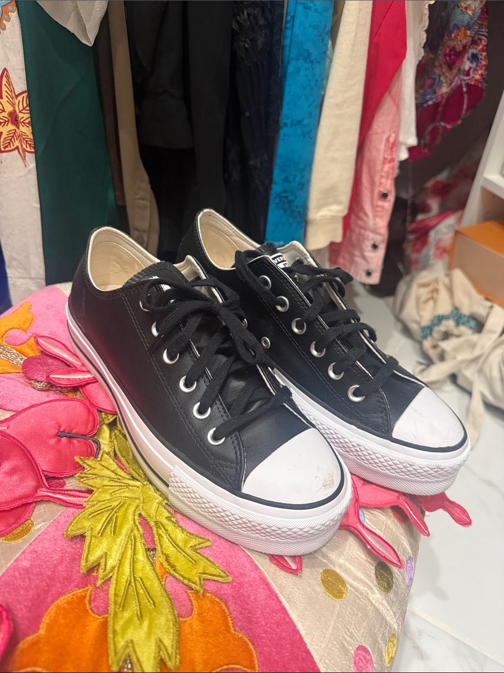 Converse Chuck Taylor All Star Platform Low-Top Sneakers in Black/White